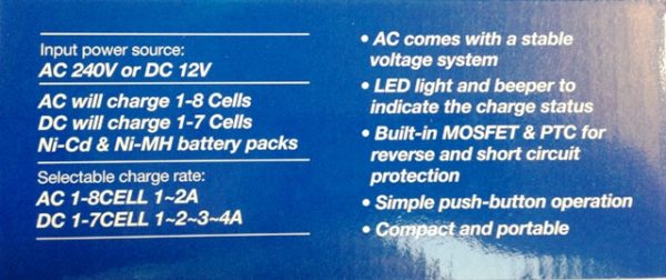 ATOMIC AC/DC NIMH CHARGER 1-8 Cell 1-4 Amp Selectable AT006