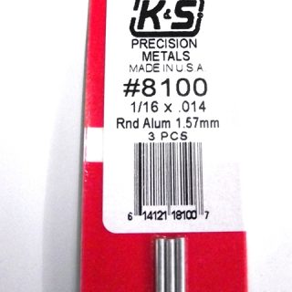 K&S METAL #8100 1/16' OD ALLOY TUBE 3PCS
