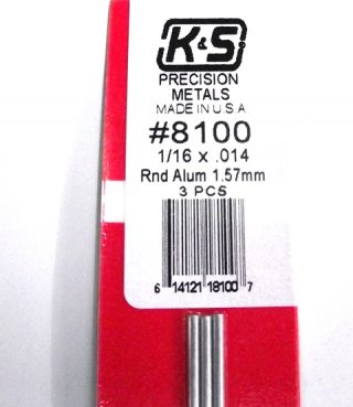 K&S METAL #8100 1/16' OD ALLOY TUBE 3PCS