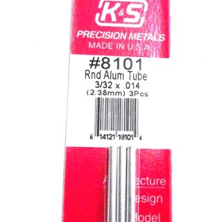 K&S METAL #8101 3/32' OD ALLOY TUBE 3PCS