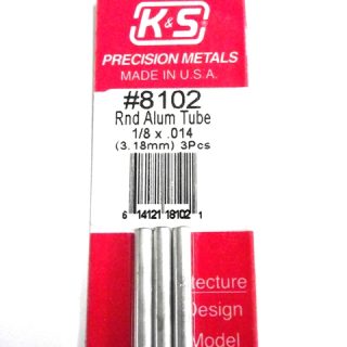 K&S METAL #8102 1/8' OD ALLOY TUBE 3PCS