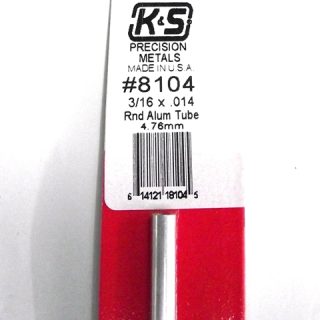 K&S METAL #8104 3/16' OD ALLOY TUBE 1PC
