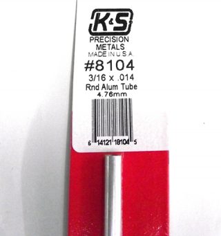 K&S METAL #8104 3/16' OD ALLOY TUBE 1PC