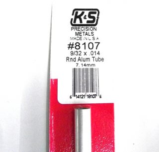 K&S METAL #8107 9/32' OD ALLOY TUBE 1PC