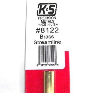 K&S METAL #8122 SMALL BRASS STEAMLINE TUBE 1PC