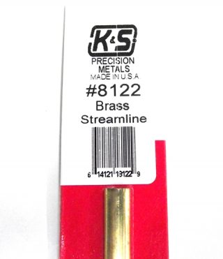 K&S METAL #8122 SMALL BRASS STEAMLINE TUBE 1PC
