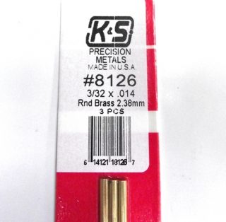K&S METAL #8126 3/32' OD BRASS TUBE 3PCS