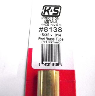 K&S METAL #8138 15/32' OD BRASS TUBE 1PC