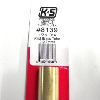 K&S METAL #8139 1/2' OD BRASS TUBE 1PC