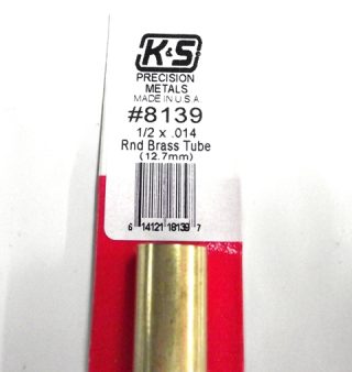 K&S METAL #8139 1/2' OD BRASS TUBE 1PC