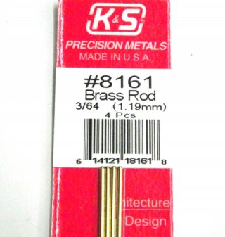 K&S METAL #8161 3/64' SOLID BRASS ROD 4PCS