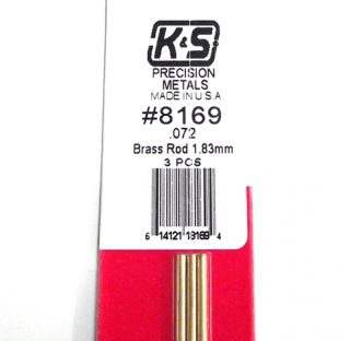 K&S METAL #8169 .072 SOLID BRASS ROD 3PCS