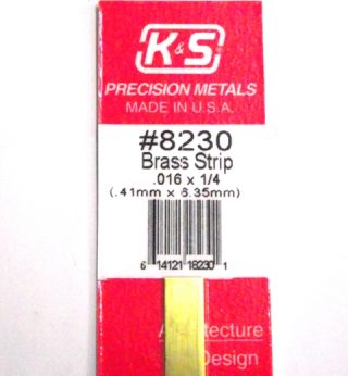 K&S METAL #8230 .016 X 1/4' BRASS STRIP 1PC