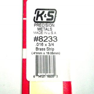 K&S METAL #8233 .016 X 3/4' BRASS STRIP 1PC