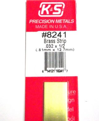 K&S METAL #8241 .032 X 1/2' BRASS STRIP 1PC