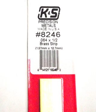 K&S METAL #8246 .064 X 1/2' BRASS STRIP 1PC
