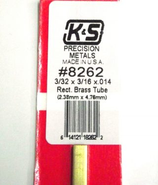 K&S METAL #8262 3/32 X 3/16 RECTANGLE BRAS TUBE 1PC