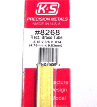 K&S METAL #8268 3/16 X 3/8 RECTANGLE BRASS TUBE 1PC