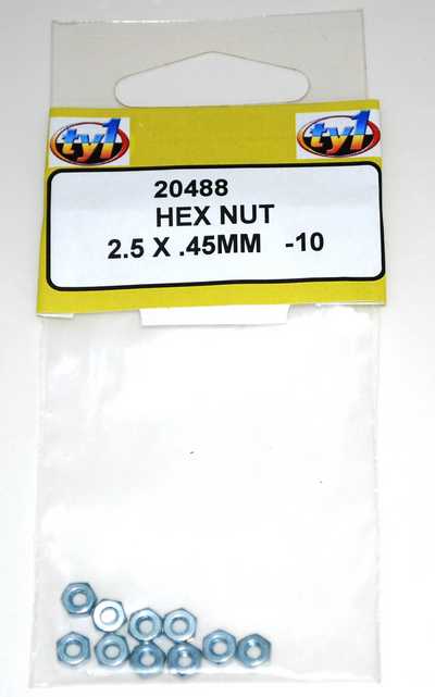 TY1 HEX NUT 2.5 X .45MM - 10
