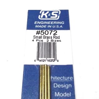 K&S METAL #5072 BRASS ROD 1/16+3/64 12' 2EACH