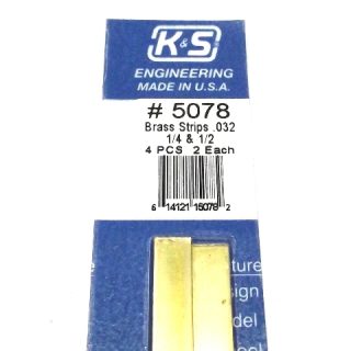 K&S METAL #5078 BRASS STRIP .032+1/4+1/2 12'