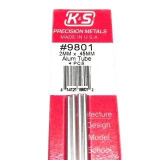 K&S METAL #9801 ALUMINIUM ROUND TUBE 2X300MM 4PCS