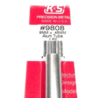 K&S METAL #9808 ALUMINIUM ROUND TUBE 9X300MM
