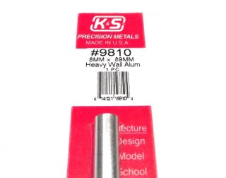 K&S METAL #9810 ALUMINIUM ROUND TUBE THICK WALL 8X300