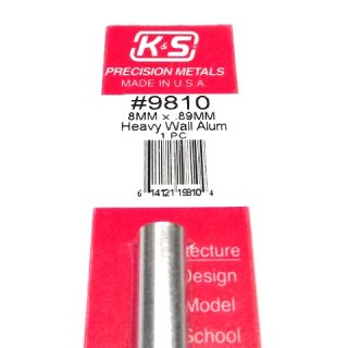 K&S METAL #9810 ALUMINIUM ROUND TUBE THICK WALL 8X300