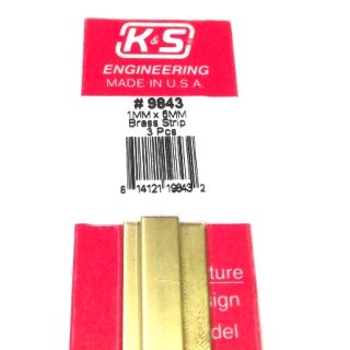 K&S METAL #9843 BRASS STRIP 1X6X300MM 3PCS