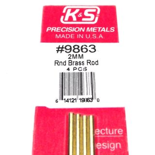 K&S METAL #9863 BRASS ROD 2X300MM 4PCS