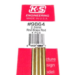 K&S METAL #9864 BRASS ROD 2.5X300MM 4PCS