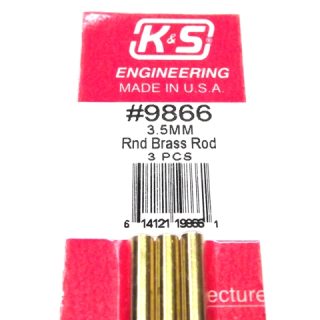 K&S METAL #9866 BRASS ROD 3.5X300MM 3PCS