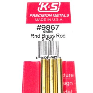 K&S METAL #9867 BRASS ROD 4X300MM 3PCS