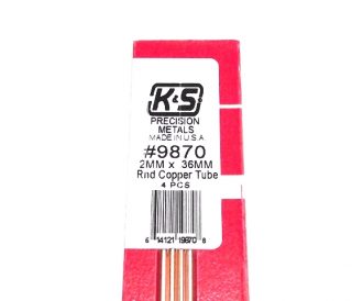 K&S METAL #9870 COPPER ROUND TUBE 2X300MM 4PCS