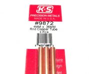 K&S METAL #9872 COPPER ROUND TUBE 4X300MM 3PCS