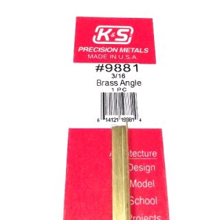 K&S METAL #9881 BRASS ANGLE 3/16X300MM 1PCS