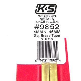 K&S METAL #9852 BRASS SQUARE TUBE 4X300MM 2PCS