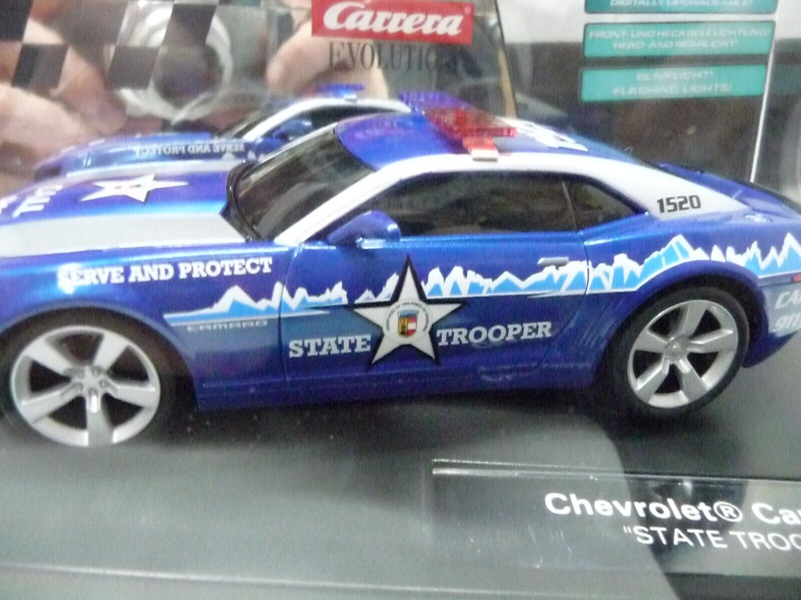 Carrera EVO 1:32 Chevrolet Camaro State Trooper slot car also suits scalex - Image 5