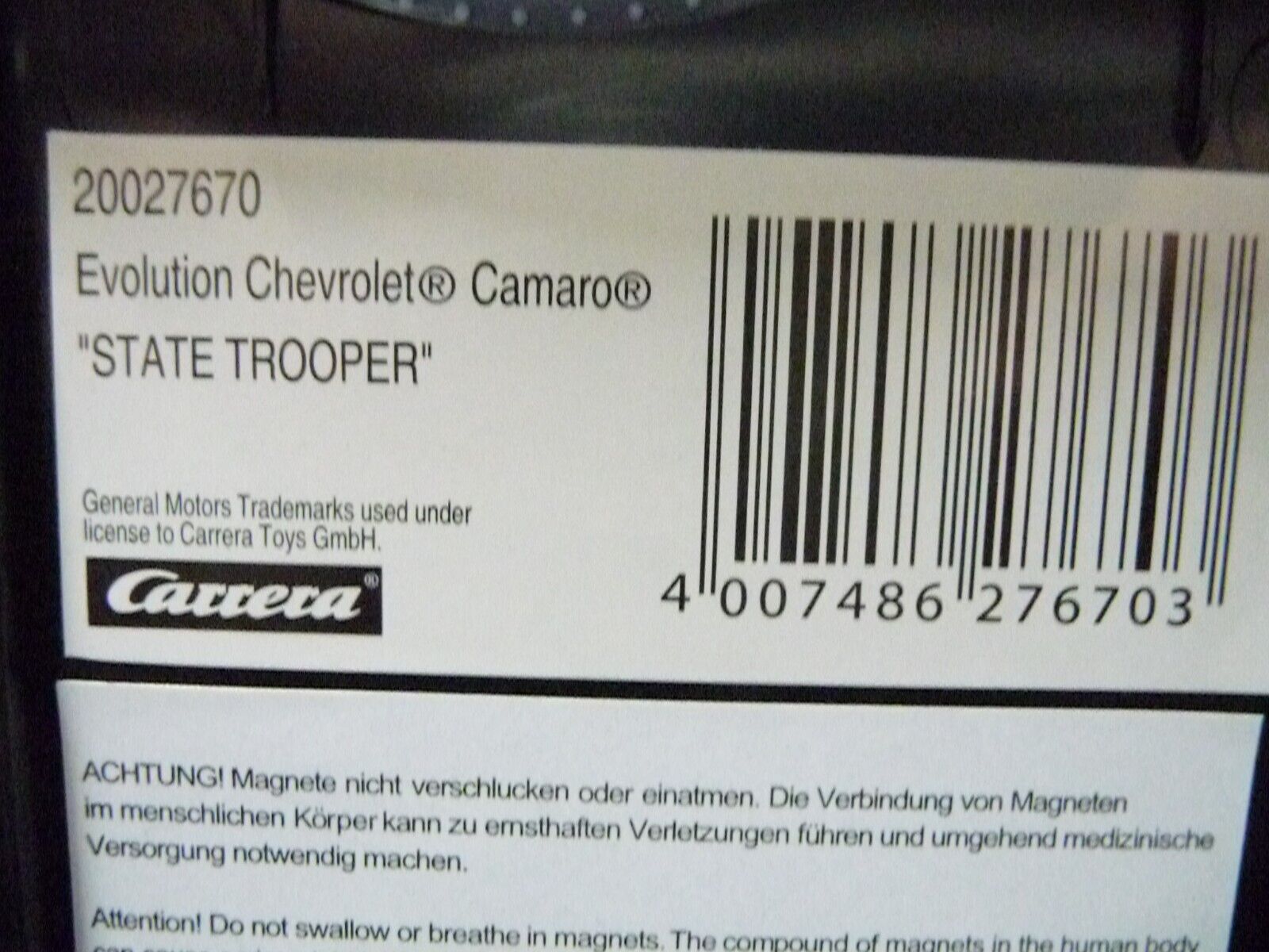 Carrera EVO 1:32 Chevrolet Camaro State Trooper slot car also suits scalex - Image 7