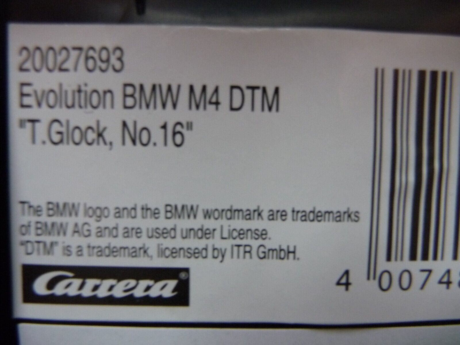 Carrera BMW M4 DTM T Glock No 16 Scale 1:32 slot car also suits Scalextric - Image 5