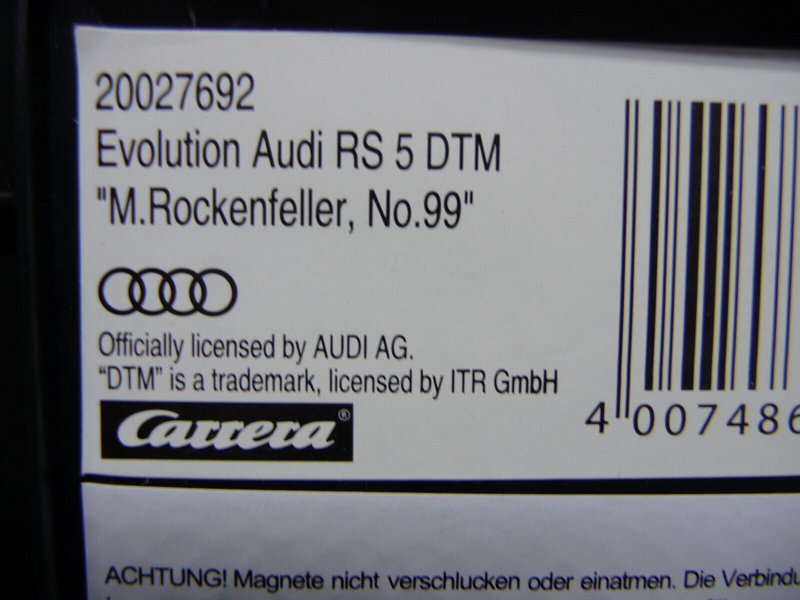 Carrera EVO 1:32 AUDI RS 5 DTM M.ROCKENFELLER NO.99 slot car also suits scalextric - Image 6